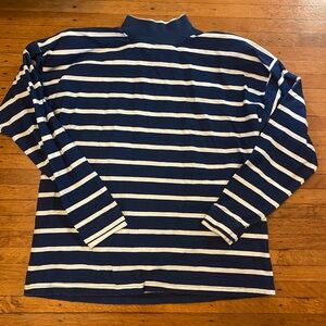 Navy and White Striped Long Sleeve Shirt